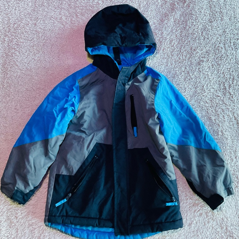 Kids Blue and Gray Hooded Jacket Size Small